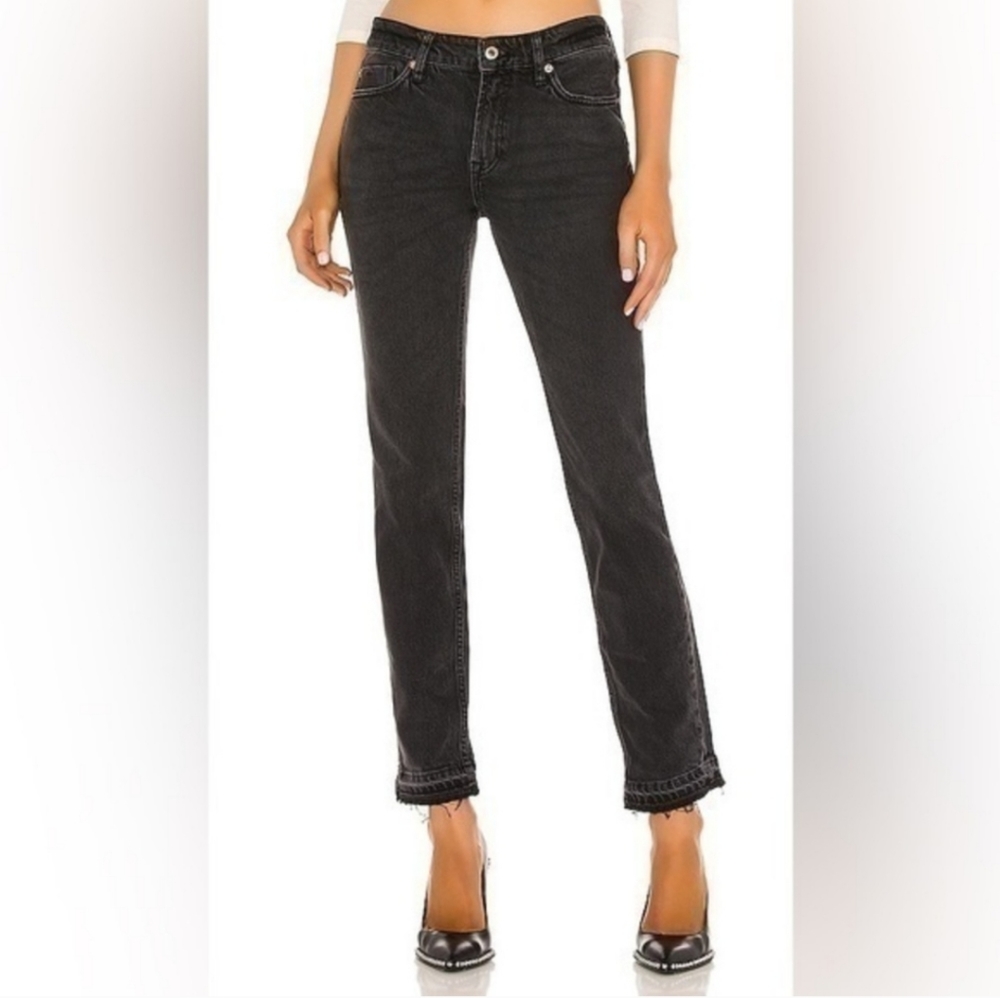 Free People We the Free Cuffed Slim Boyfriend Jean, Faded Black, 25